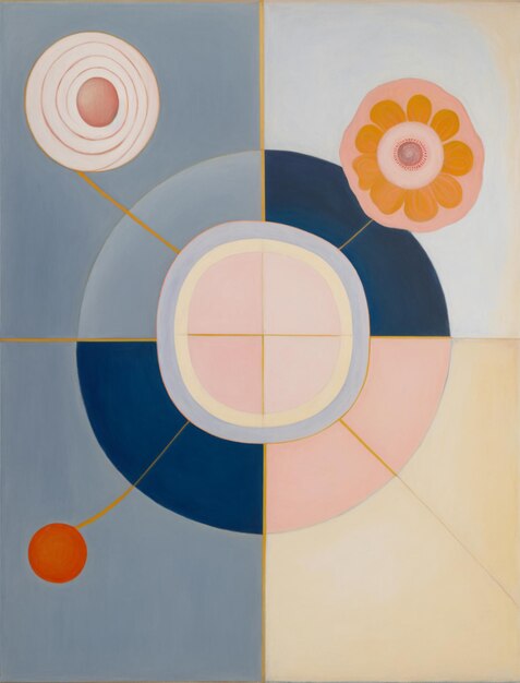 Pintura de una pintura de un círculo con una flor y un sol generativo ai