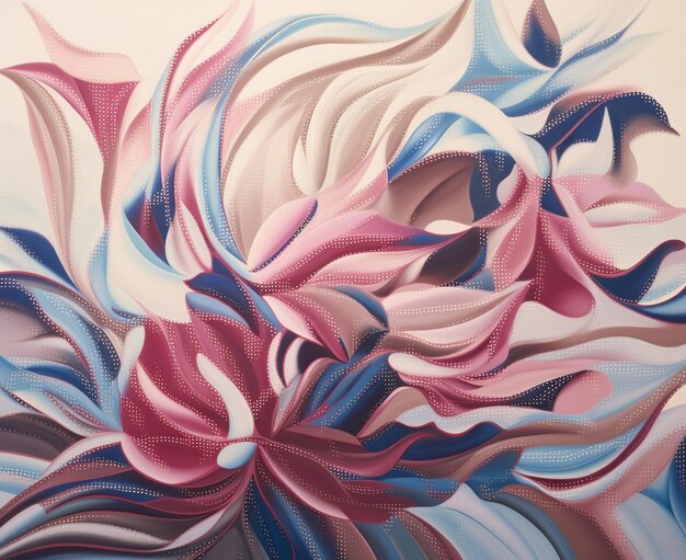 pintura de una pintura de una flor con un remolino rosa y azul generativo ai