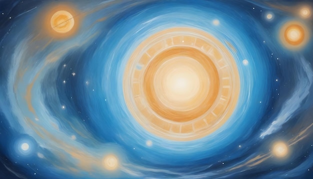 una pintura de un planeta con el universo en el fondo astrología