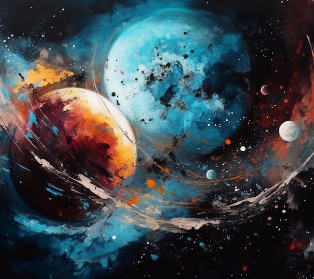 Una pintura de los planetas y el universo.