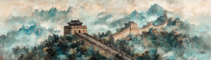 una pintura de un puente y las nubes