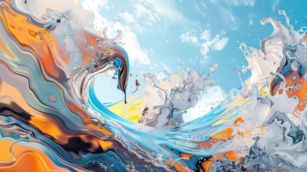 Una pintura que captura el poder y la belleza de una ola de viento en el océano aig