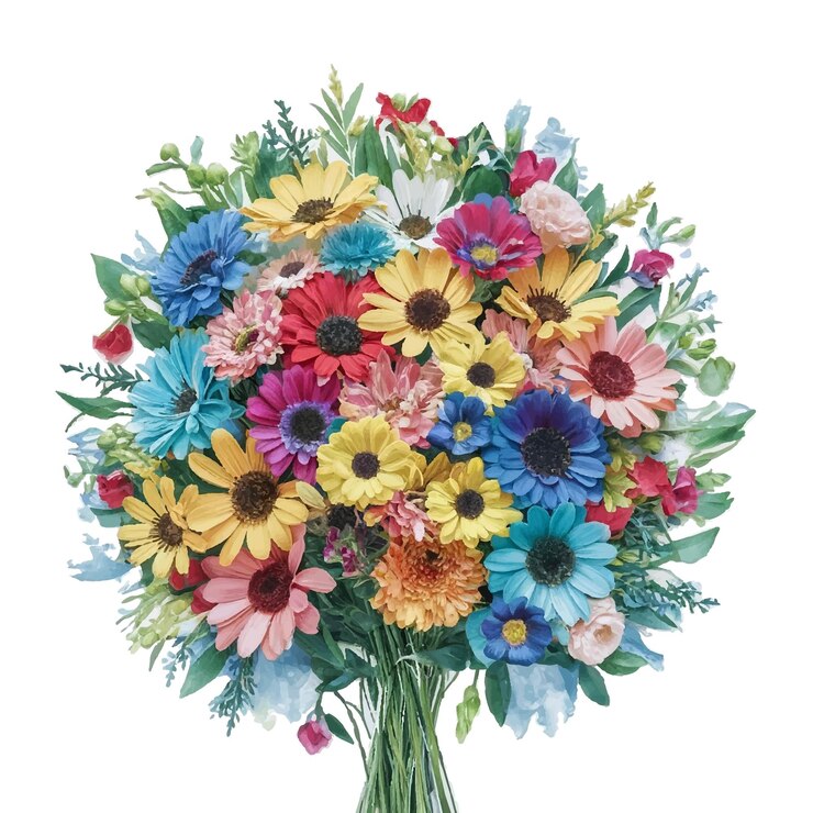 una pintura de un ramo de flores con las palabras primavera en la parte inferior