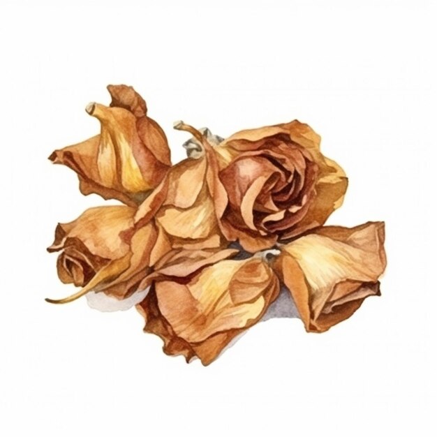 Foto una pintura de un ramo de rosas secas.
