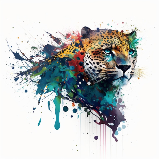 Pintura realista estilo respingo de tinta Jaguar