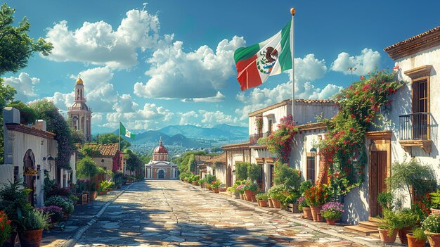 Foto una pintura realista del fondo de la bandera mexicana