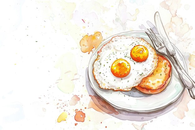 Foto una pintura realista de huevos tostados en un plato adecuado para proyectos relacionados con la comida