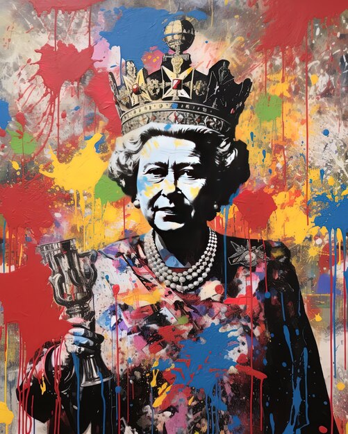 una pintura de una reina con una corona y una corona