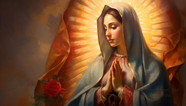 Foto una pintura religiosa virgen de guadalupe