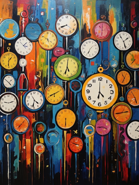 Una pintura de un reloj con la hora de las 4 : 00.