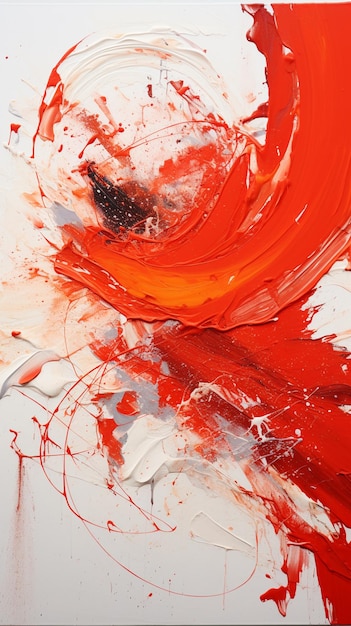 Pintura de un remolino rojo y blanco con un punto negro generativo ai