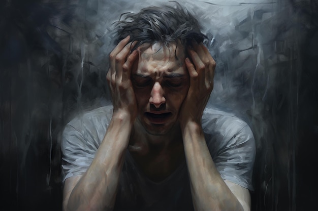 Pintura retratando uma pessoa que sofre de ansiedade