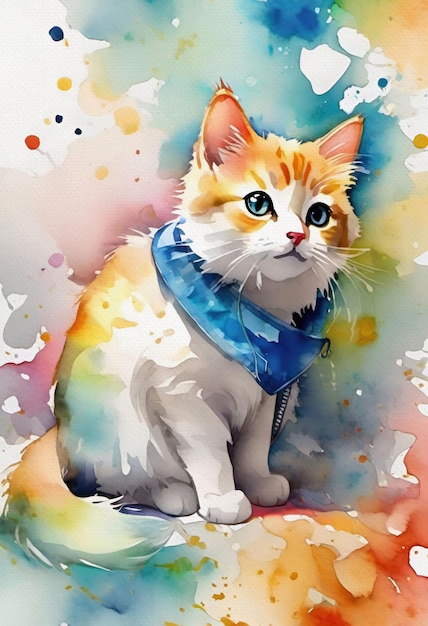 Pintura de retrato de gato lindo