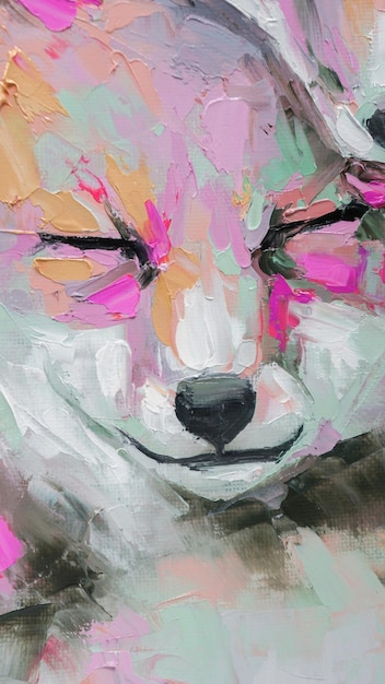 Pintura de retrato de zorro al óleo en tonos multicolores pintura abstracta conceptual de un bozal de fennec