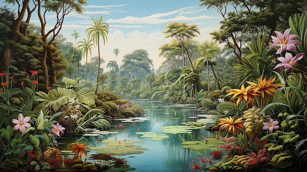 Pintura del río Amazonas América del Sur