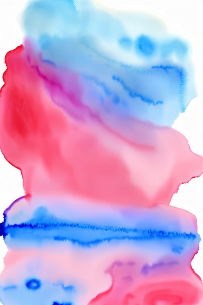 Una pintura roja, azul y rosa sobre un fondo blanco.