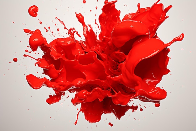 Foto la pintura roja de colores salpica el líquido realista