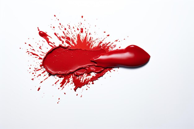 Foto una pintura roja salpicada en una superficie blanca