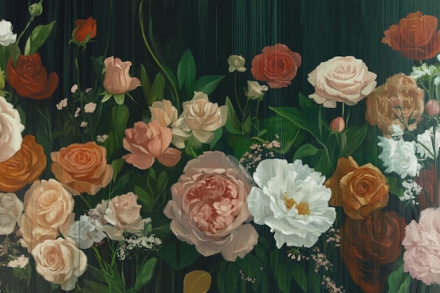 Pintura romántica de las rosas