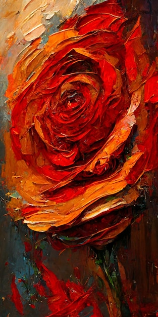 Una pintura de una rosa roja con la palabra amor.