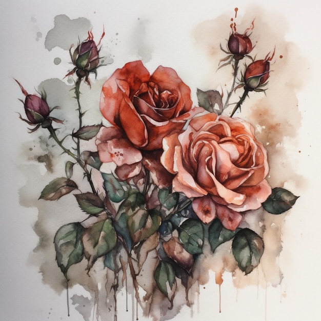 Una pintura de rosas con la palabra rosas en ella