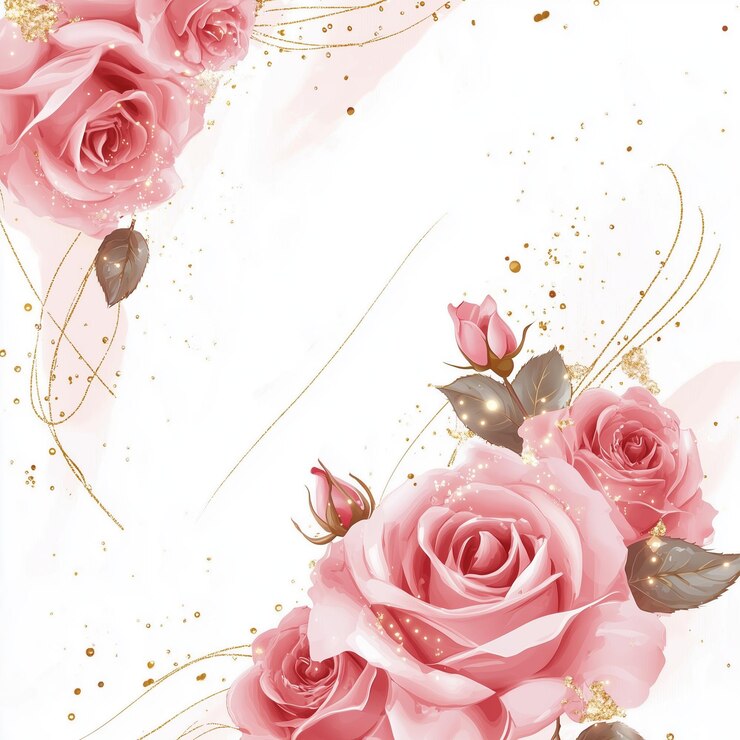 Foto una pintura de rosas rosas con brillo dorado y brillo dordo
