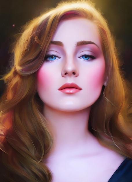 Pintura del rostro de una mujer hermosa, Retrato de una mujer hermosa