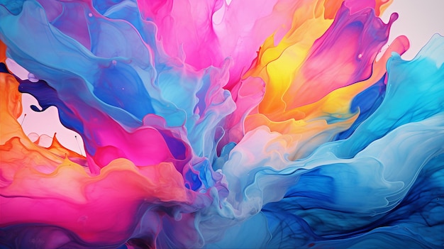 Pintura salpicada de colores abstractos con hermosa textura fluida y colores vibrantes IA generativa