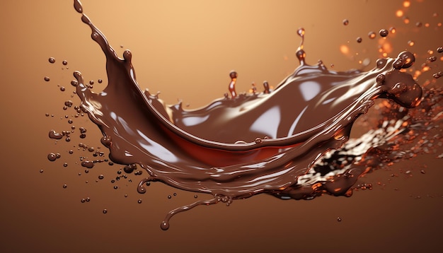 una pintura de una salpicadura de chocolate con una salpicatura de leche salpicando