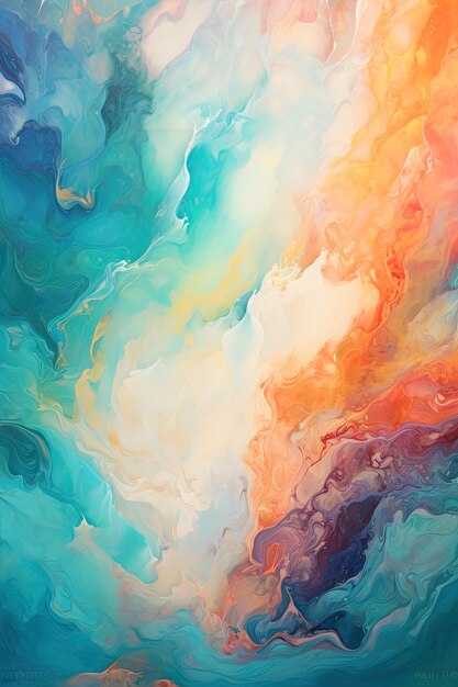 una pintura de una serie colorida de olas con las palabras el título