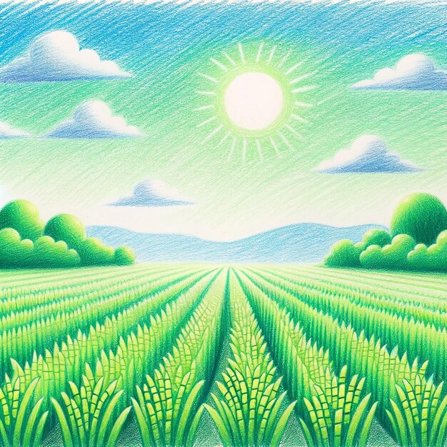 pintura sobre campos de arroz