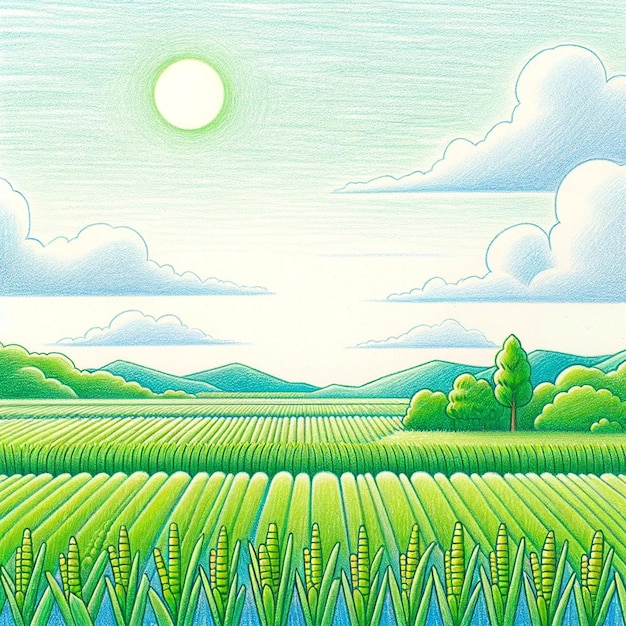 pintura sobre campos de arroz