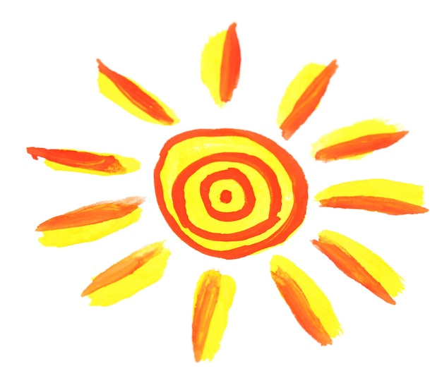 Pintura de sol sobre fondo blanco.
