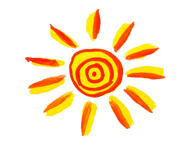 Pintura de sol sobre fondo blanco.