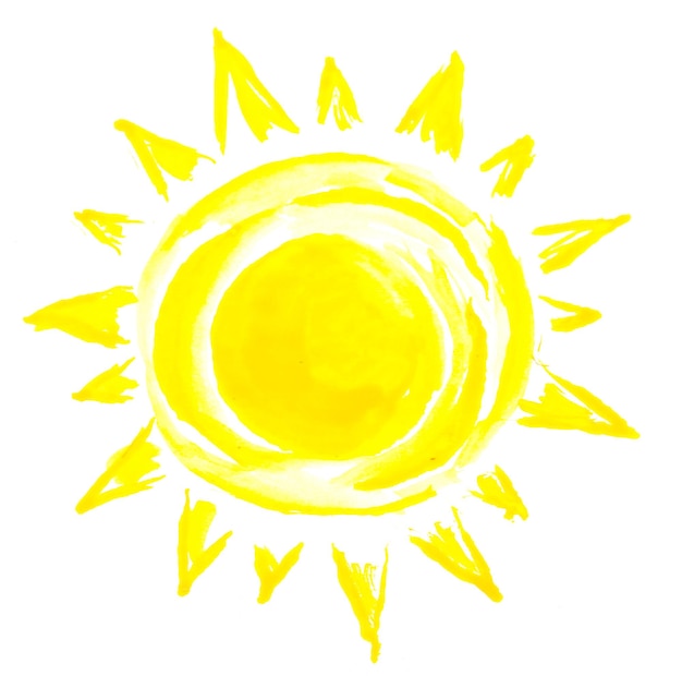 Pintura de sol sobre fondo blanco.