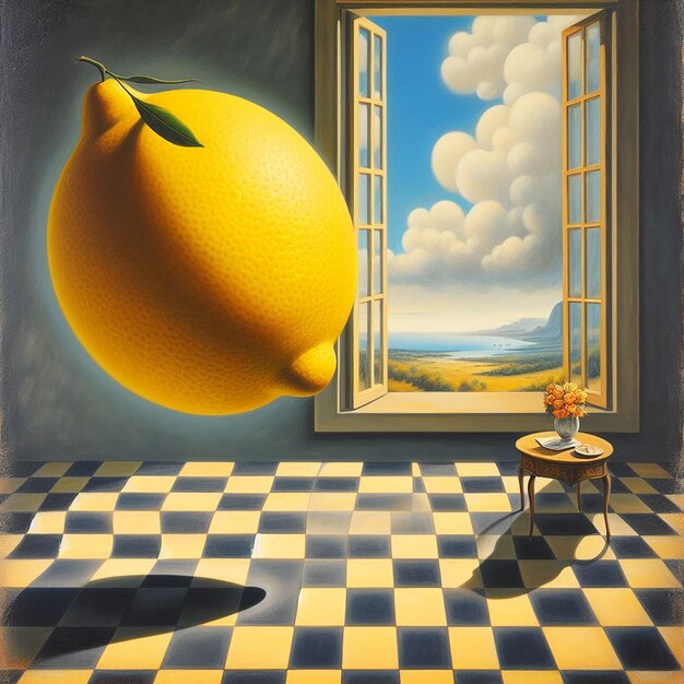 Foto pintura surrealista del limón