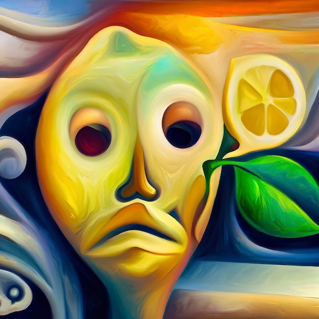 Pintura surrealista del limón