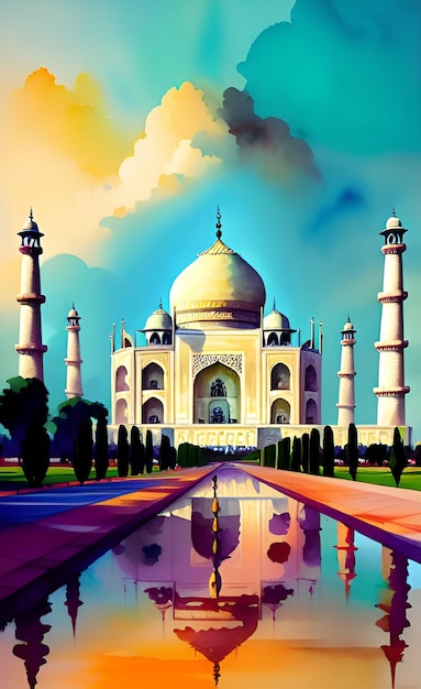 Una pintura del taj mahal en india