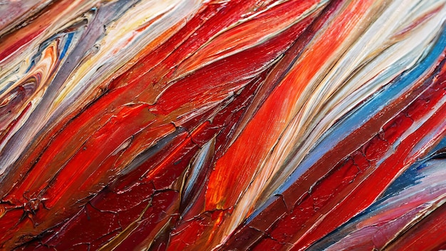 Pintura de textura abstracta con pinceladas de aceite en tonos rojos recreadas por la IA