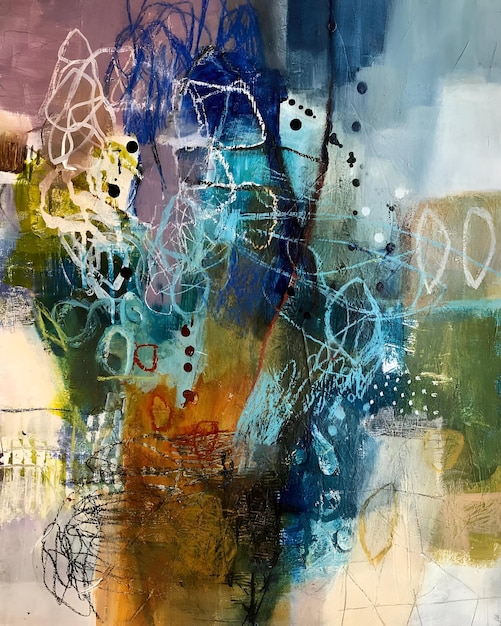 una pintura de textura colorida y arte abstracto brillante
