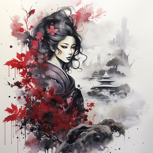 Foto pintura de tierra pintura mate pintura de dragón pintura ukiyo e obra de arte tradicional maorí arte sumi pincel de tinta