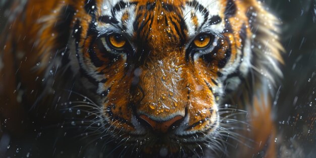 Pintura de un tigre con técnica de óleo en la pared