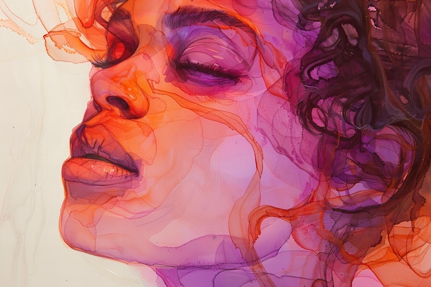 Pintura con tinta de alcohol de forma femenina estilo auténtico detallado