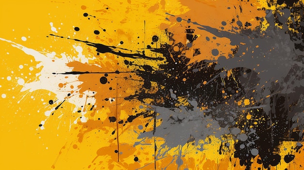 una pintura de tinta amarilla y negra con un fondo negro