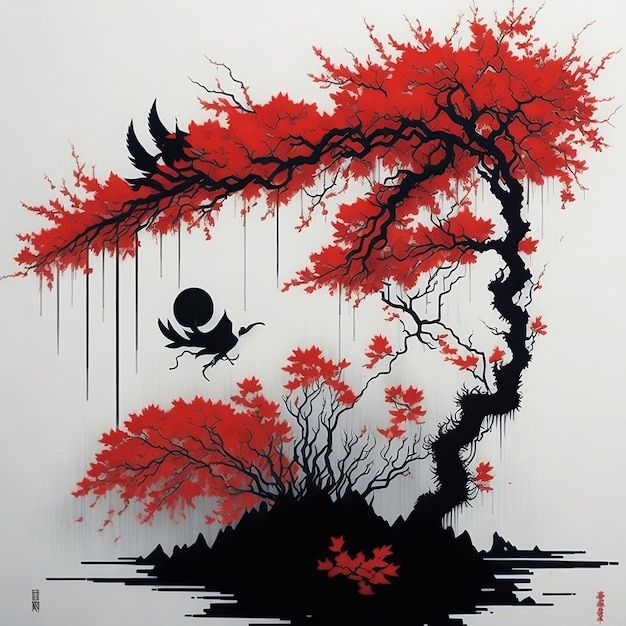 pintura de tinta japonesa