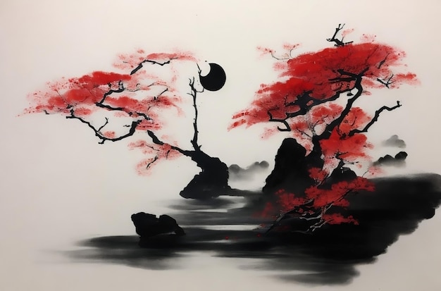 pintura de tinta japonesa