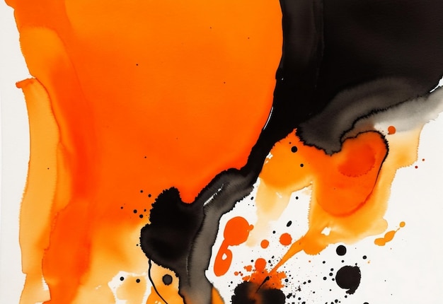 Una pintura de tinta naranja y negra con pintura naranja.