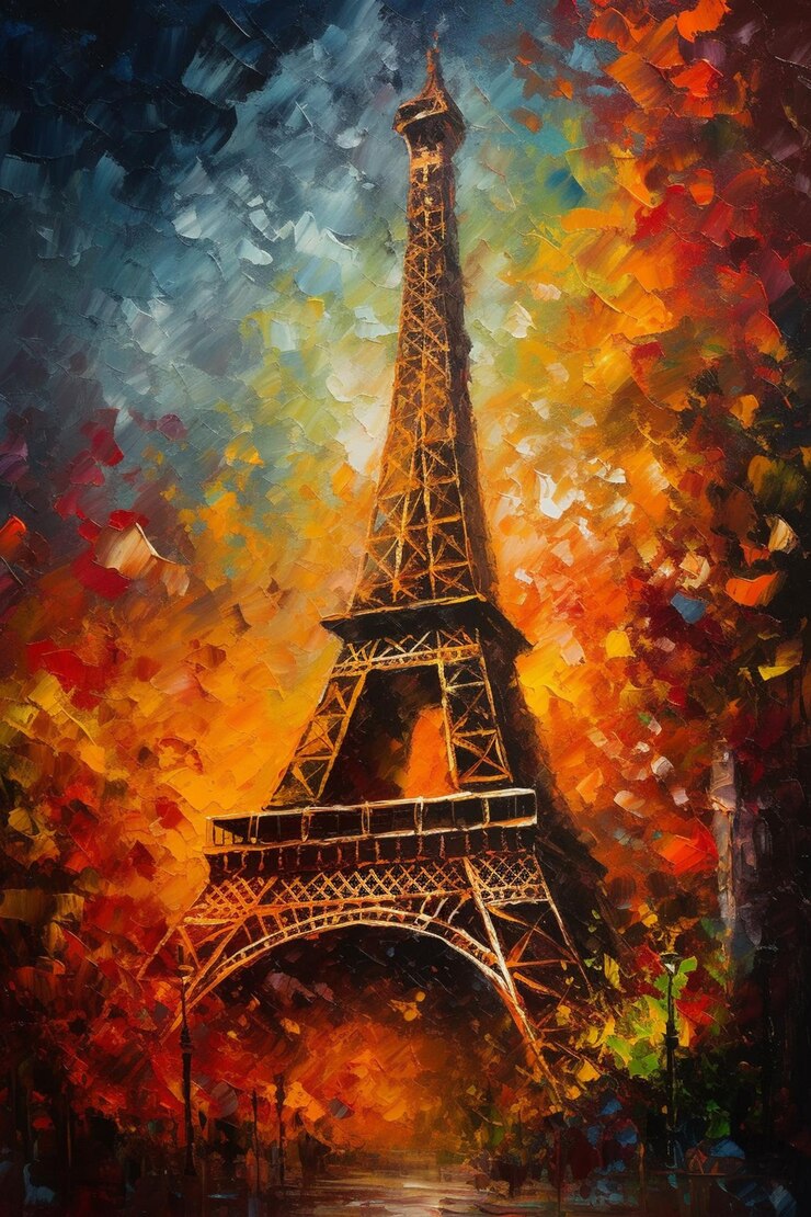 Foto pintura de la torre eiffel en parís generativo ai
