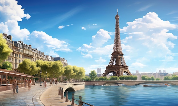 Una pintura de la Torre Eiffel en París