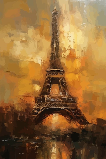 Una pintura de la torre Eiffel en París